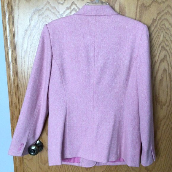 Chadwick's - Pink & White Herringbone Wool Blend Blazer - Picture 14 of 15
